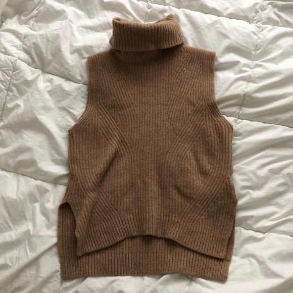 camel sleeveless turtleneck